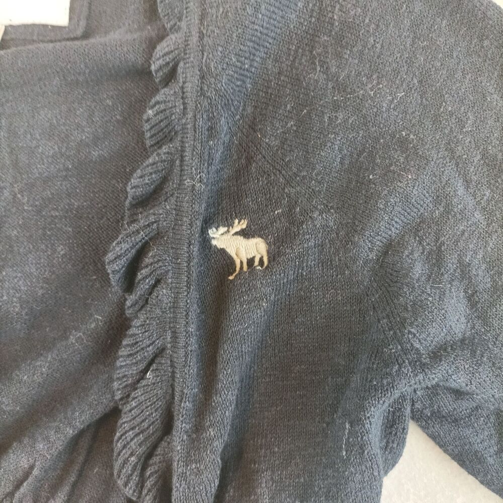 Abercrombie & Fitch Womens Navy Blue Knit Short Cardigan Size XS Ruffle Open - Picture 3 of 8